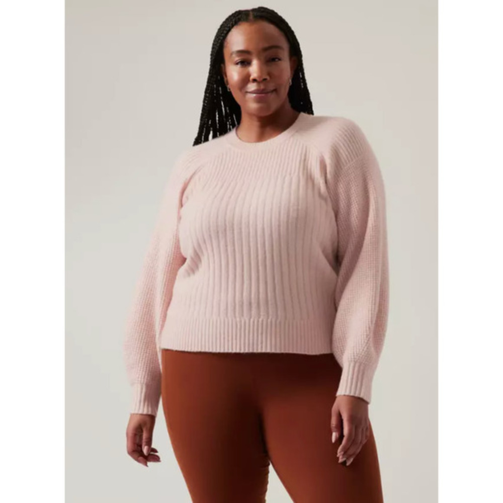 ATHLETA Layover Crew Sweater MERINO WOOL Orchid Pink Plus Size 3X NWOT $149 Soft